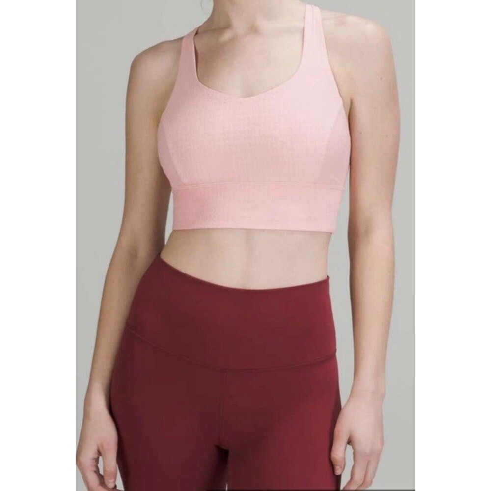 Lululemon Free to Be Serene Longline Bra Pink Jacquard Size 4 NWT C/D Cup NEW